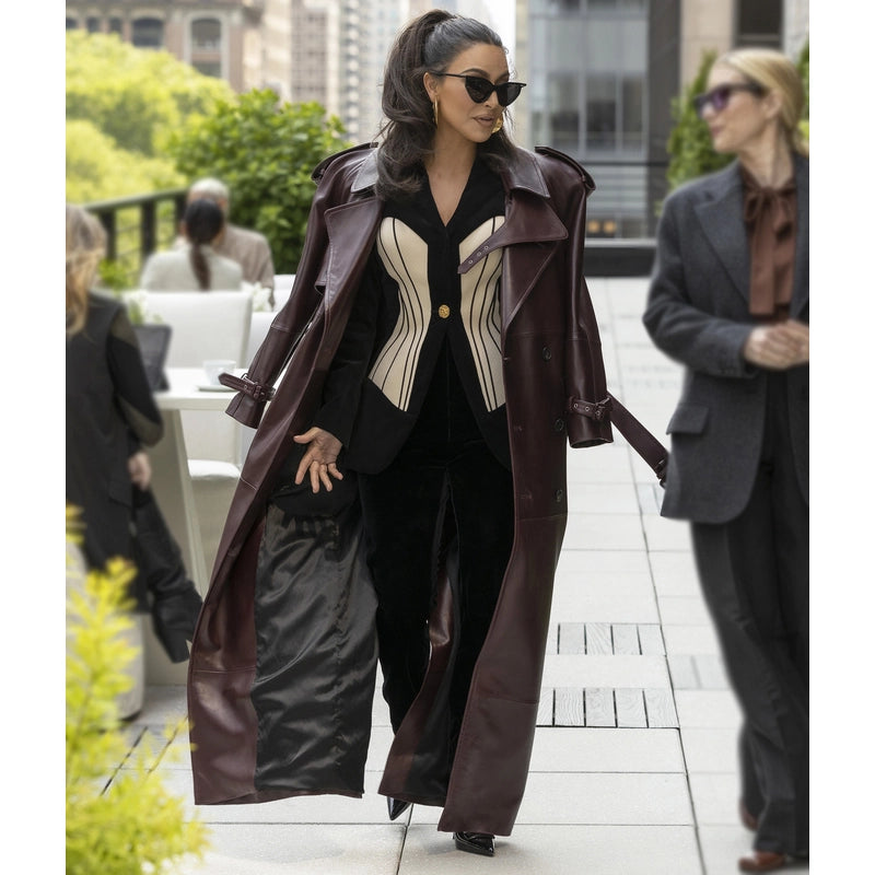 Kim Kardashian American Horror Story Maroon Coat