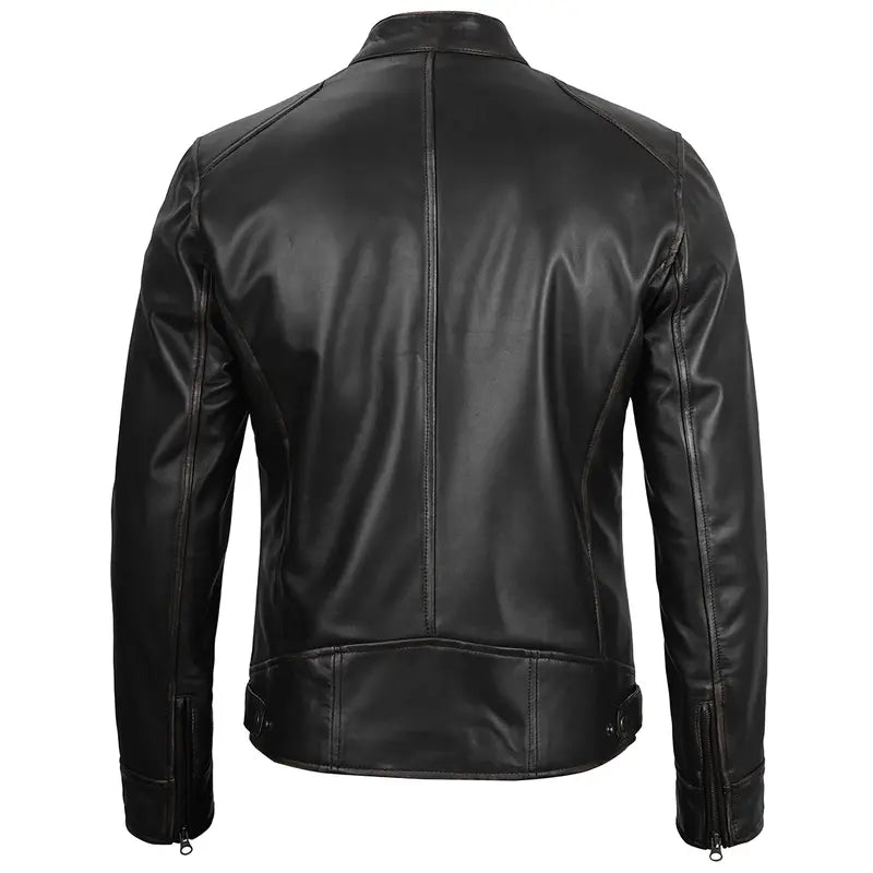 Men's Cafe Racer Dodge Biker Leather Jacket