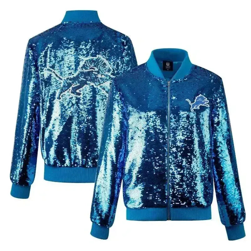 Detroit Lions Blue Sequin Jacket