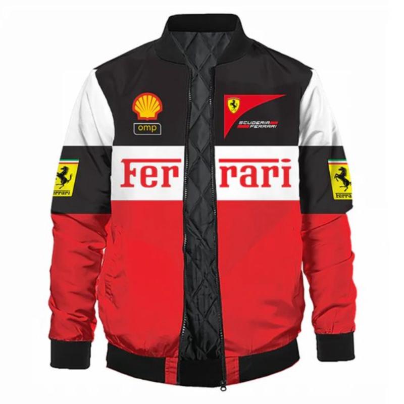 Ferrari Bomber Racing Black and Red Polyester Jacket