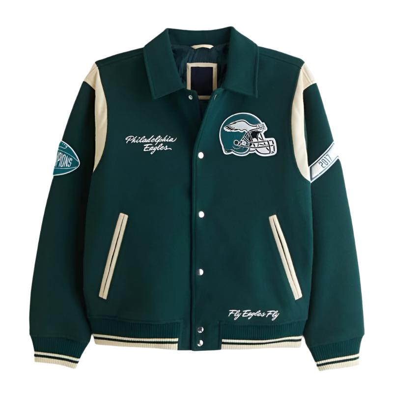  Fly Eagles Fly Philadelphia Eagles Wool Varsity Jacket