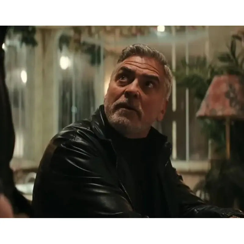 George Clooney  Wolfs 2024 Black Leather Jacket