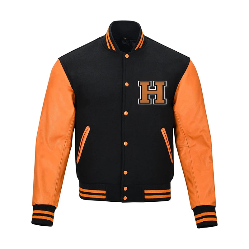 Halloween Pumpkin Black and Orange Varsity Jacket