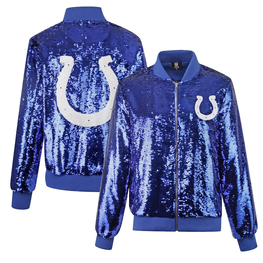 Indianapolis Colts Cuce Team Sequin Blue Bomber Jacket