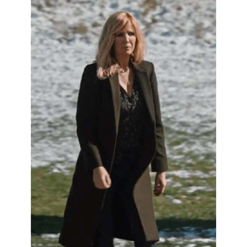 Beth Dutton Yellowstone Season 5 Kelly Reilly Olive Green Long Wool Coat