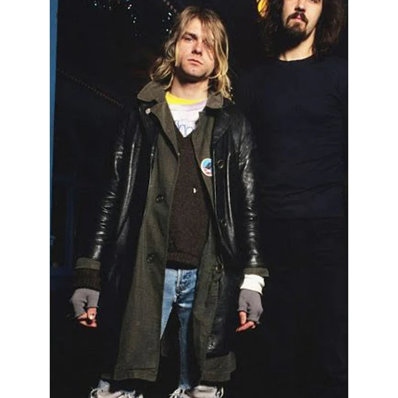 Kurt Cobain Single Breasted Black Leather Coat