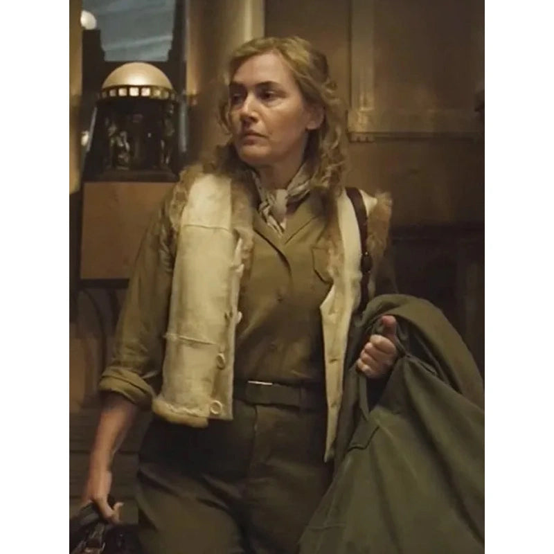 Kate Winslet Lee White Shearling Vest