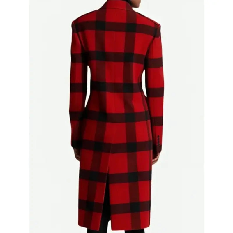 Lily Collins Emily In Paris S04 Plaid Red Twill Coat