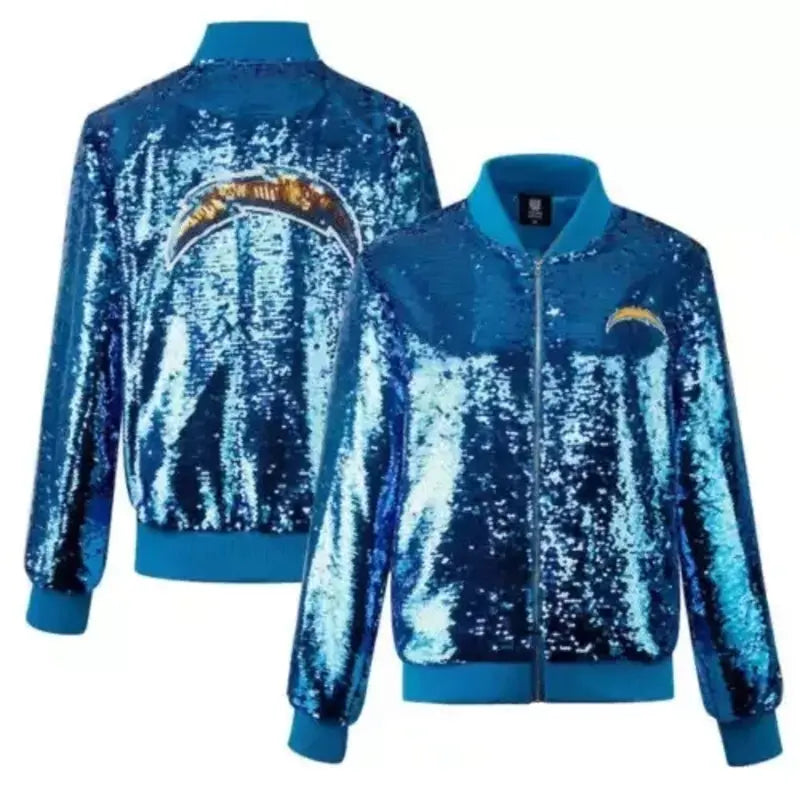 Los Angeles Chargers Sequins Blue Sports Jacket