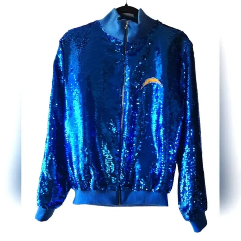 Los Angeles Chargers Cuce Powder Zip-Up Sequins Jacket