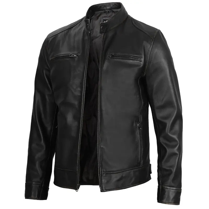 Men's Cafe Racer Dodge Biker Leather Jacket