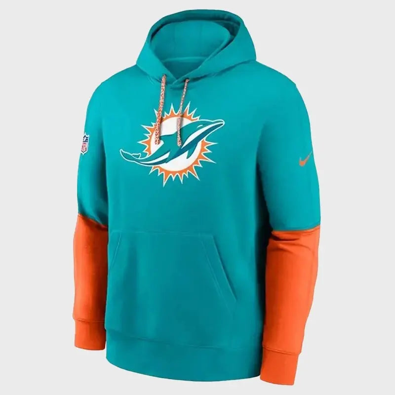 Miami Dolphins 2024 Sideline Club Blue And Red Hoodie