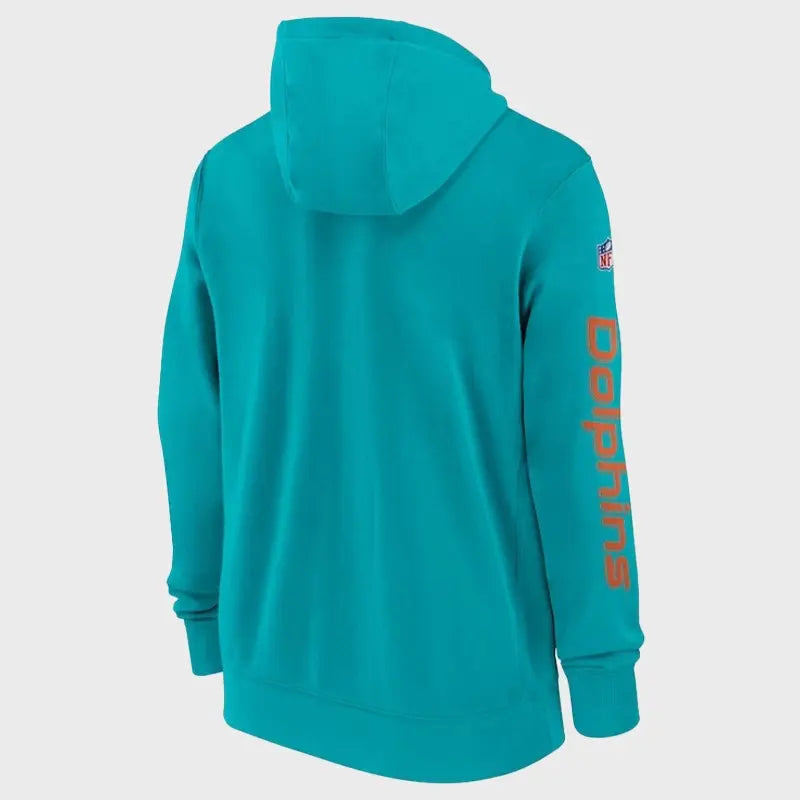 Miami Dolphins Sideline Club Blue Full-Zip Fleece Hoodie