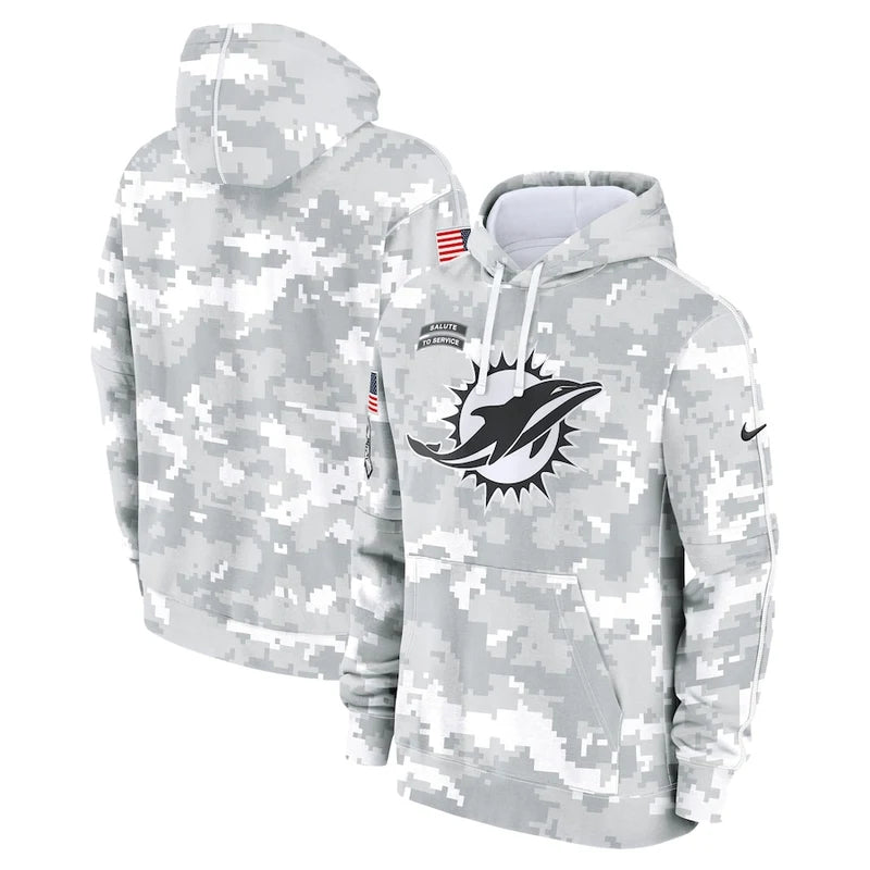 Miami Dolphins Arctic Camo 2024 Pullover Hoodie