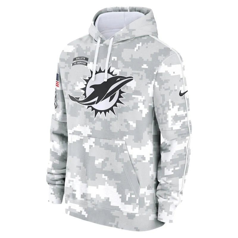 Miami Dolphins Arctic Camo 2024 Pullover Hoodie