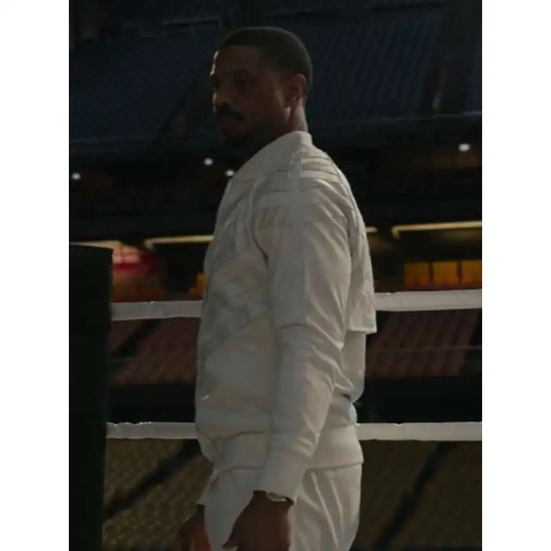 Michael B Jordan Creed Iii White Satin Jacket