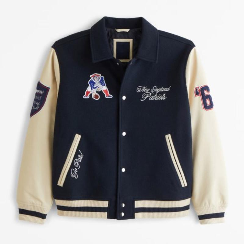 New England Patriots Wool & Leather Varsity Jacket