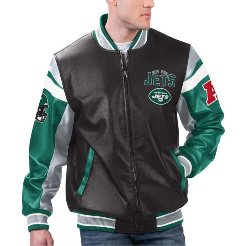 New York Jets Black Varsity Leather Jacket