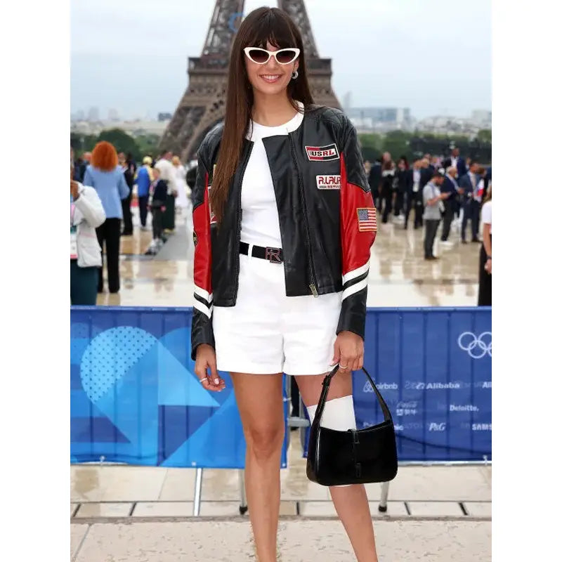 Nina Dobrev 2024 Paris Olympic Wool Bomber Jacket