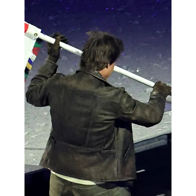 Paris 2024 Olympic Closing Ceremony Tom Cruise Leather Jacket