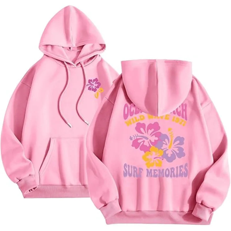 Palm Puff Pink Graphic Fleece Hoodie