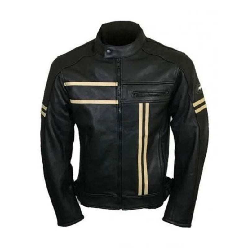 Retro Men's Leather Black Biker Jacket