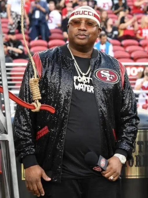 Earl Stevens 49ers San Francisco E40 Black Sequin Jacket