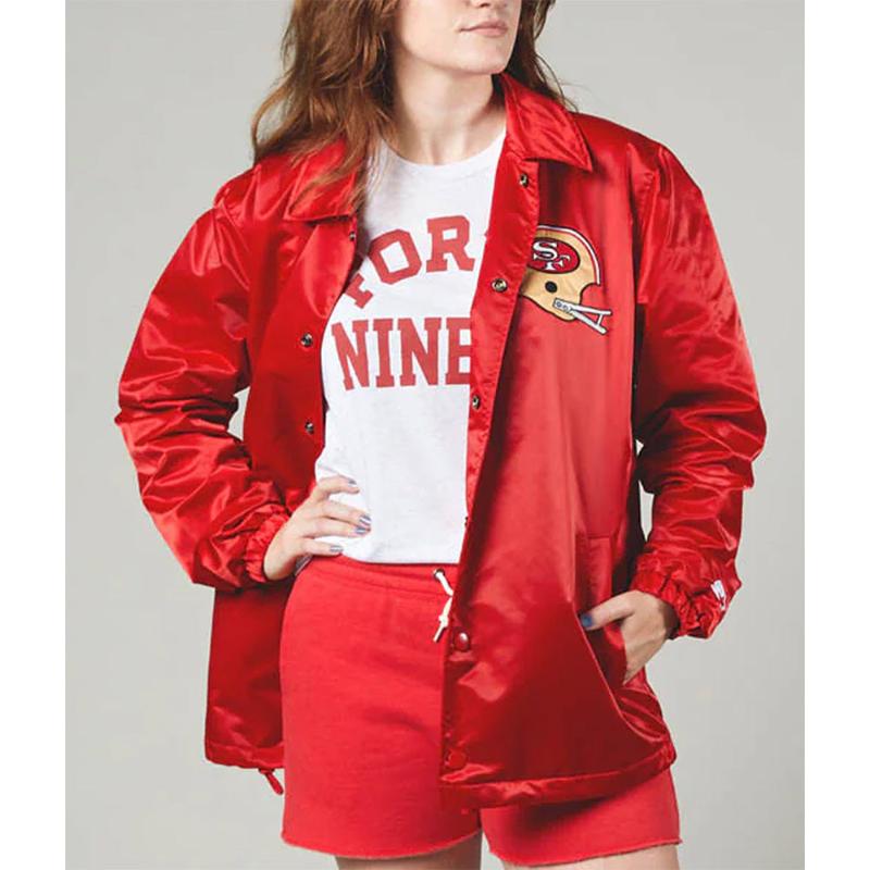 San Francisco 49ers Coach Full Snap Satin Jacket