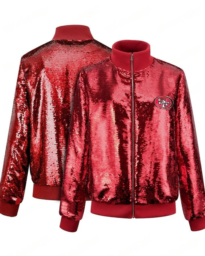 San Francisco 49ers Red Sequins Bomber Jacket