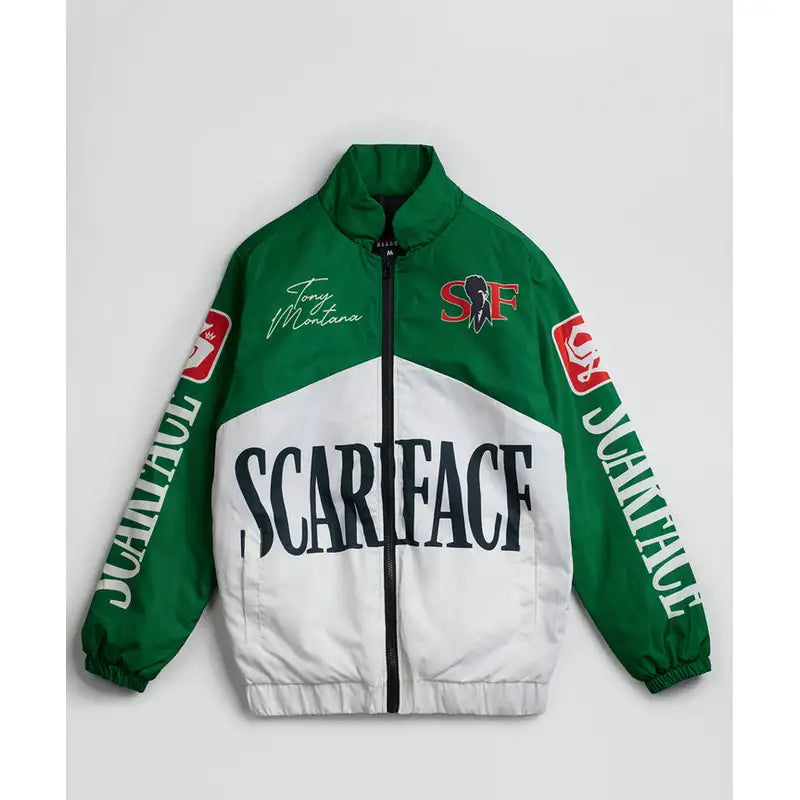 Scarface Green & White Cotton Racing Jacket