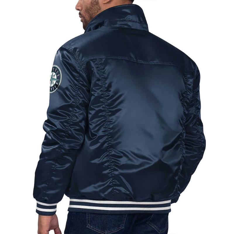 Seattle Mariners Silver Tab Navy Blue Satin Jacket