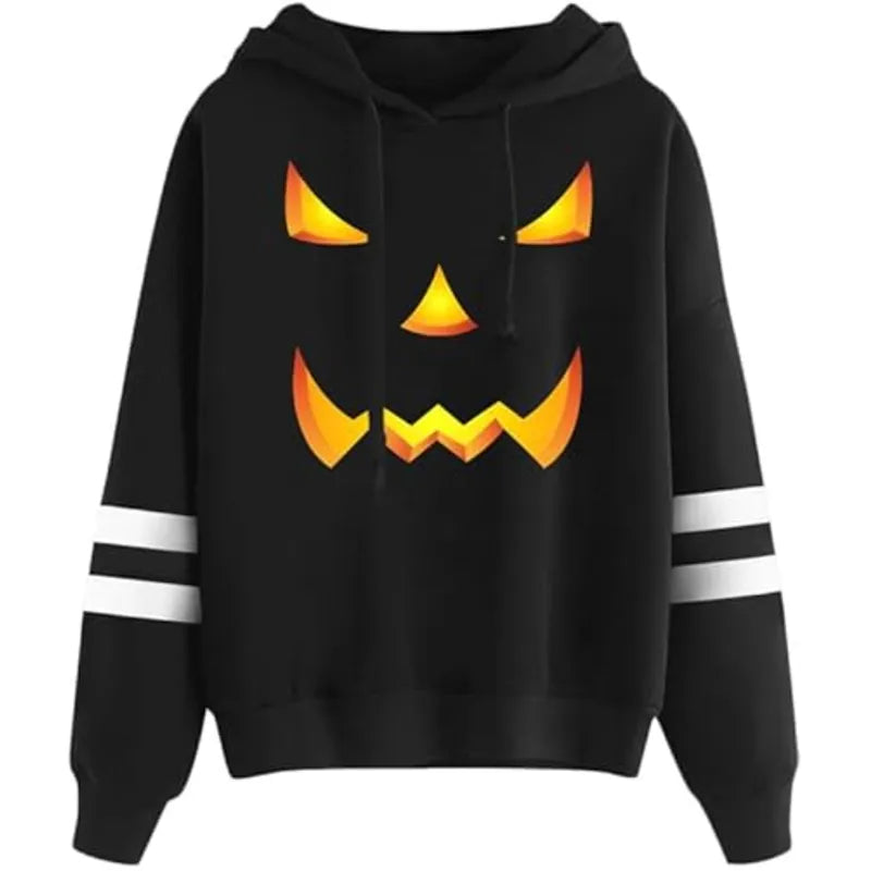 Spadehill Halloween Long Sleeve Pumpkin Fleece Hoodies