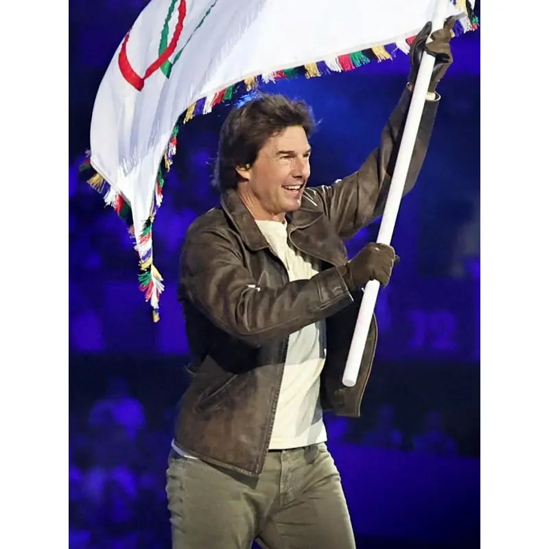 Paris 2024 Olympic Closing Ceremony Tom Cruise Leather Jacket