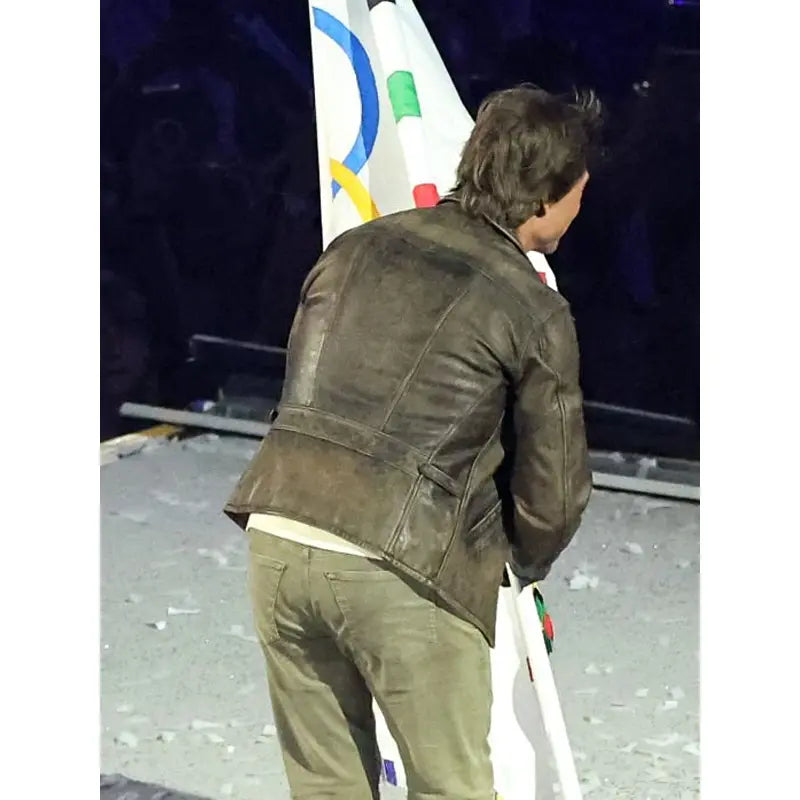 Paris 2024 Olympic Closing Ceremony Tom Cruise Leather Jacket