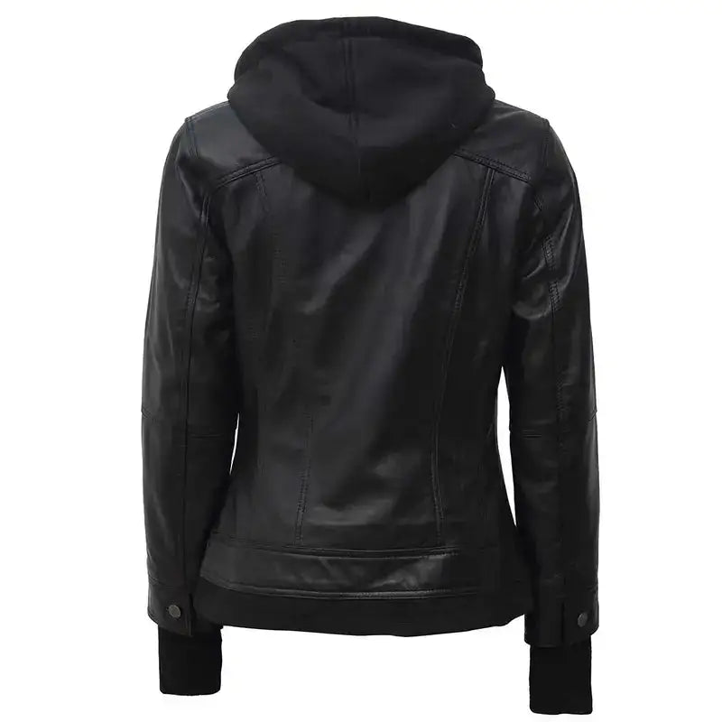 Tralee Bomber Hooded Women's  Leather Jacket