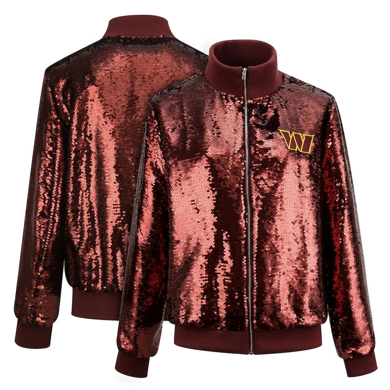 Washington Commanders Cuce Maroon Sequins Jacket