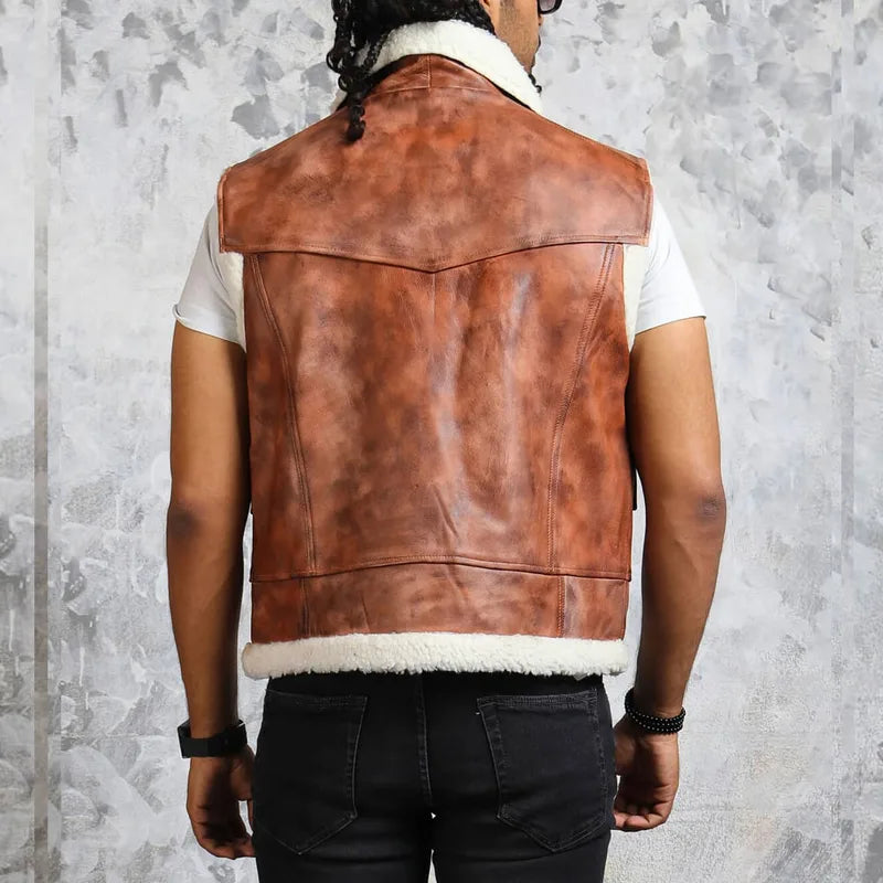 Winter Leather with Fur Lining Vest 