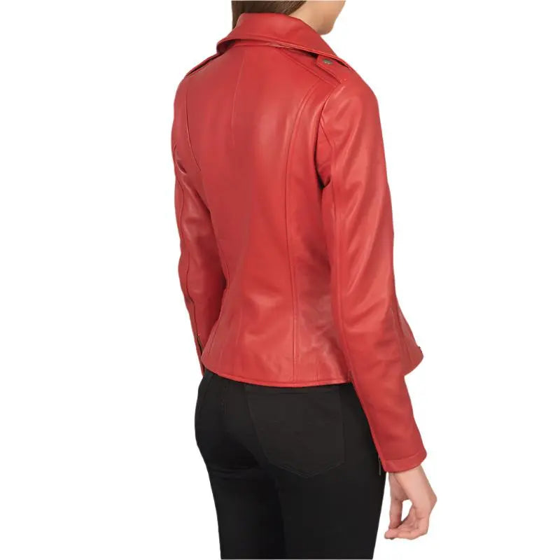 Women's Flashback Red Leather Biker Jacket