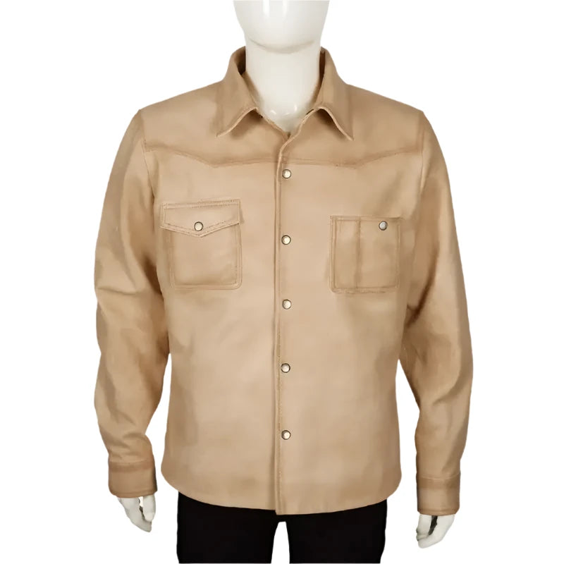 Yellowstone Season 5 John Dutton White Leather Jacket