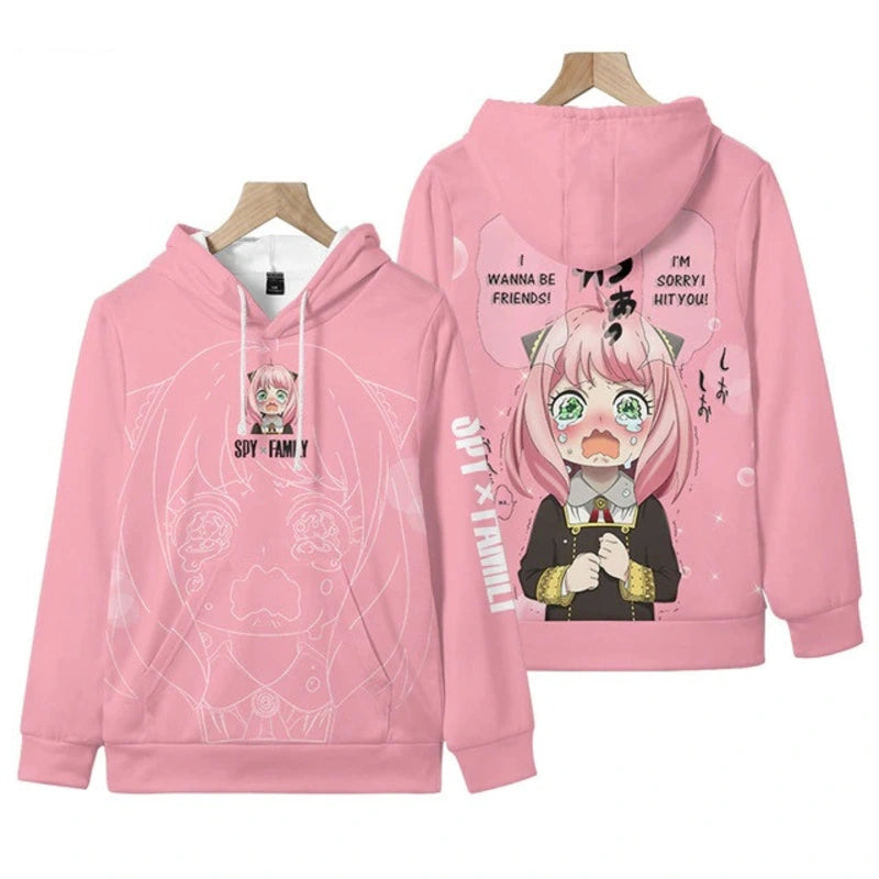 Anya-crying-spy-x-family-pink-pullover-hoodie