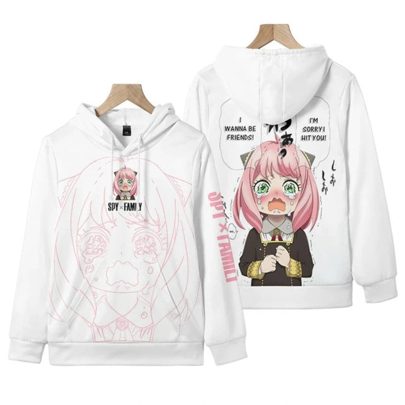 Anya-crying-spy-x-family-white-pullover-hoodie