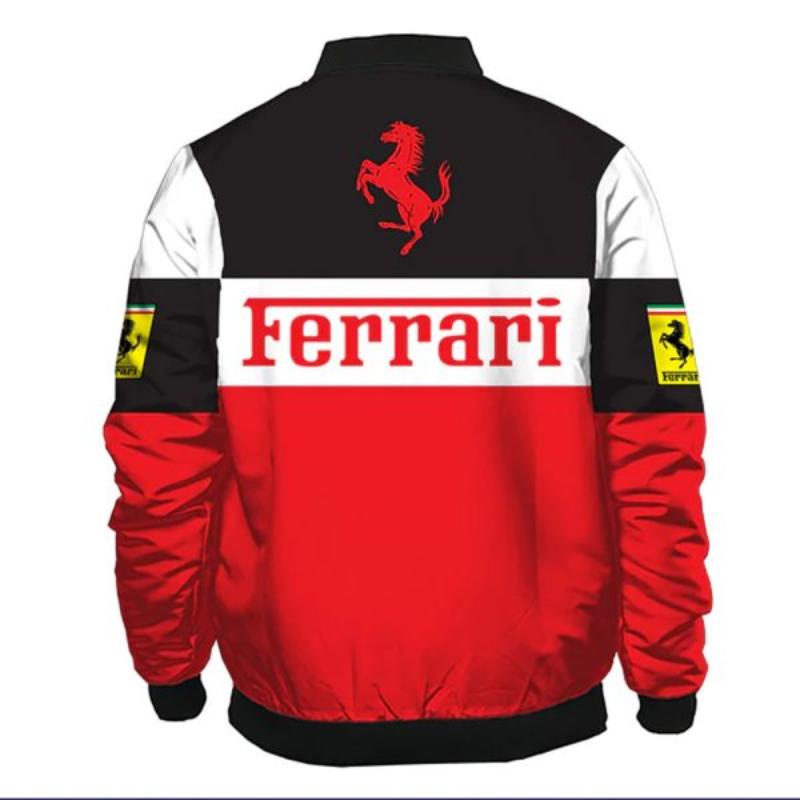 Ferrari Bomber Racing Black and Red Polyester Jacket