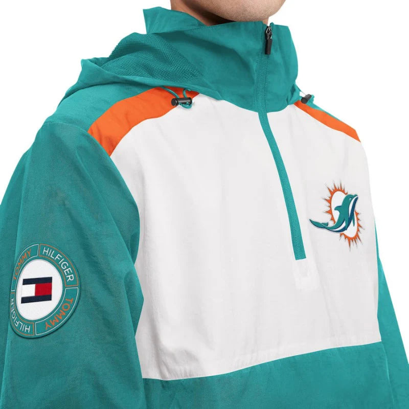 md-white-and-aqua-half-zip-hoodie