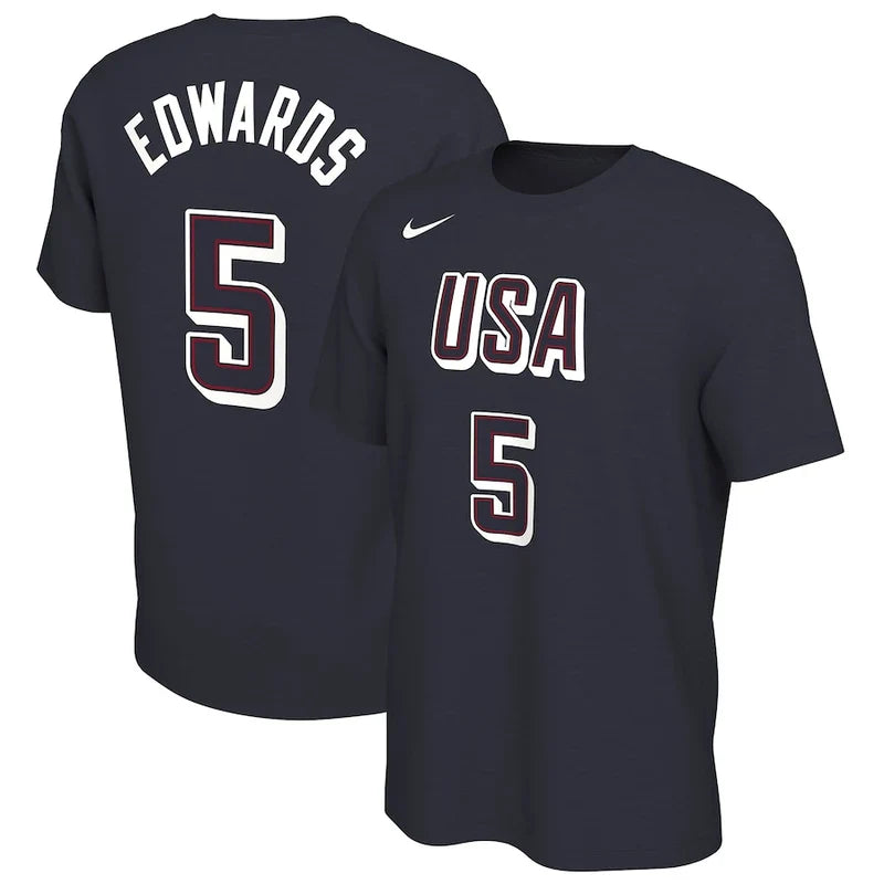 USA Basketball 2024 Summer Olympics Nike Anthony Edwards  Name & Number T-Shirt