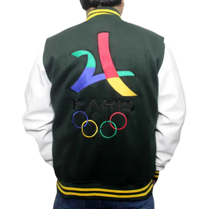 paris-2024-france-olympics-green-varsity-jacket