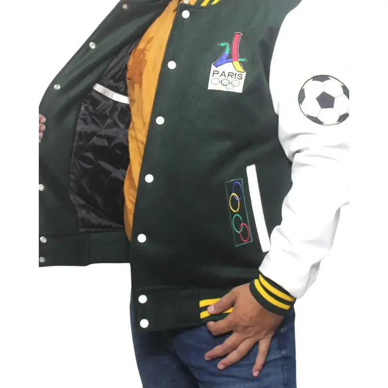 paris-2024-france-olympics-green-varsity-jacket