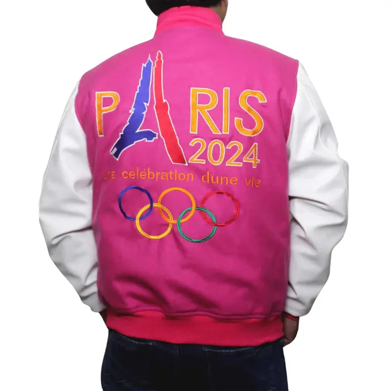 paris-2024-france-olympics-pink-varsity-jacket