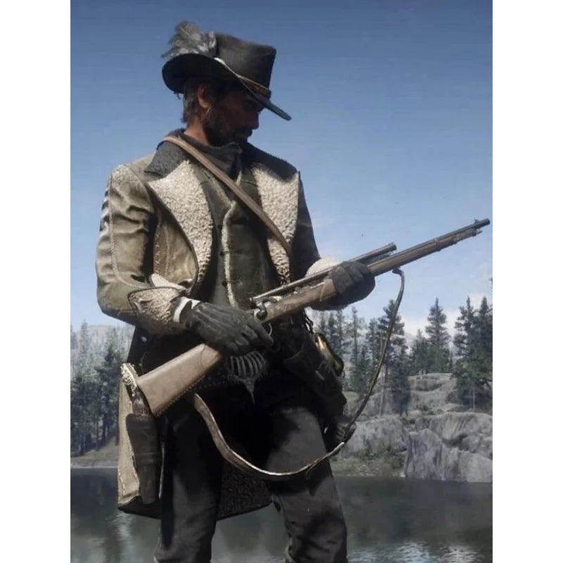 Redemption 2 Cougar Cutaway Red Dead Shearling Leather Coat