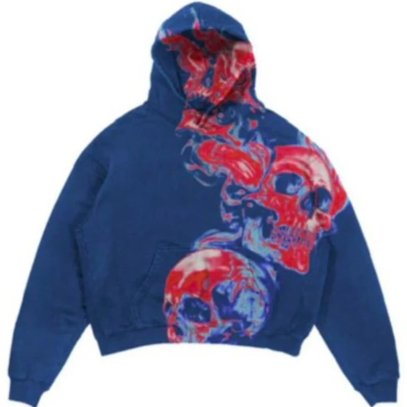 skully-printed-blue-fleece-pullover-hoodie