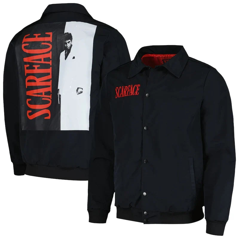 Scarface Coaches Full-Snap Black Cotton Jacket